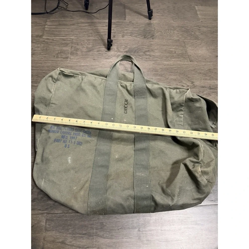 Vintage Army Kit Flyer Bag Sage Green‎ 1967 Large Pioneer Canvas Duffle Bag